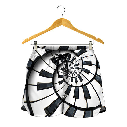 Spiral Piano Keyboard Print Women's Shorts