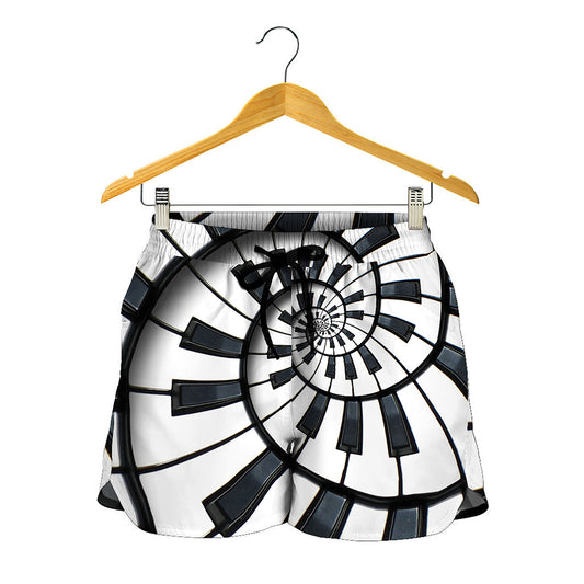 Spiral Piano Keyboard Print Women's Shorts