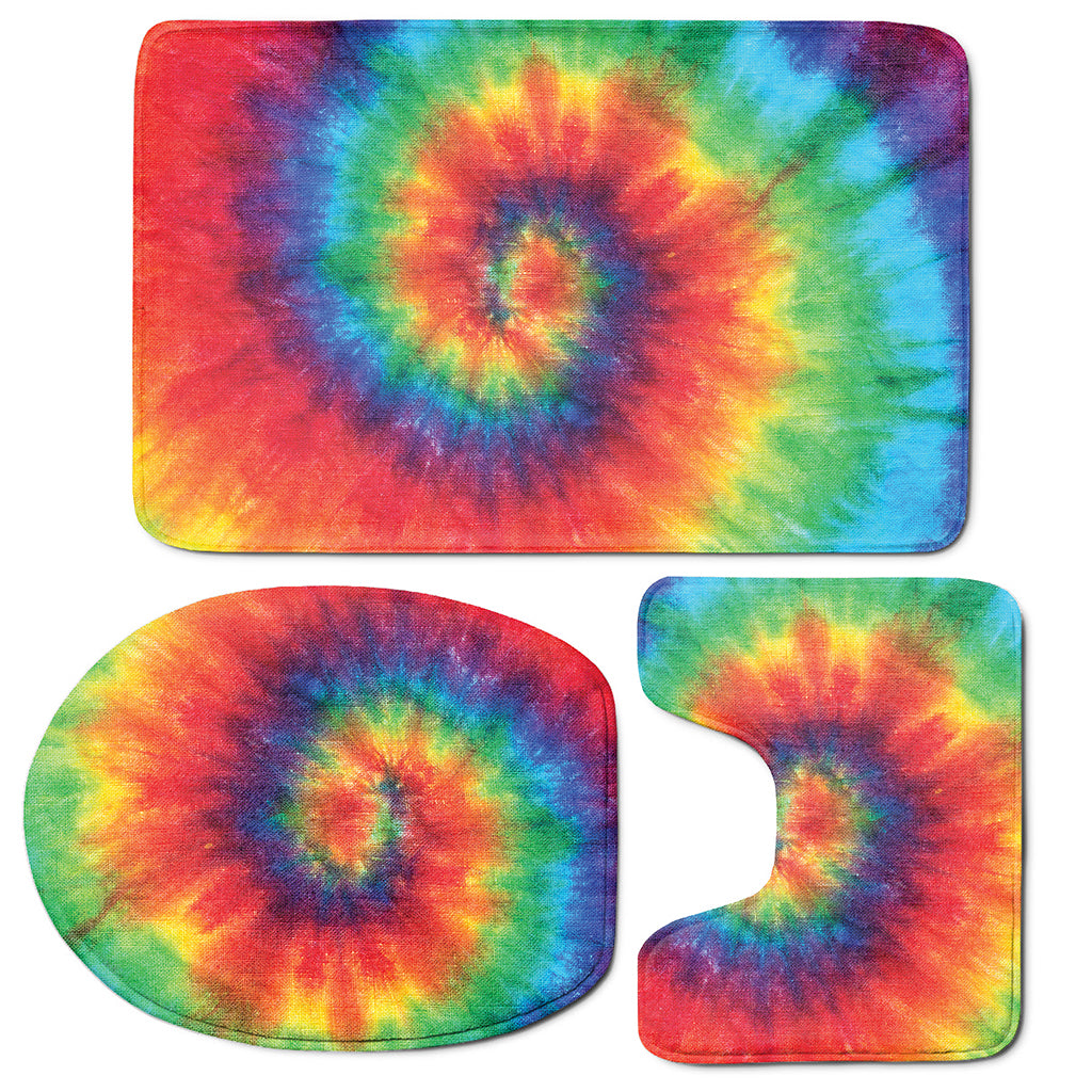 Spiral Tie Dye Print 3 Piece Bath Mat Set