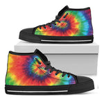 Spiral Tie Dye Print Black High Top Shoes