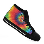 Spiral Tie Dye Print Black High Top Shoes