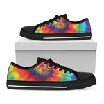 Spiral Tie Dye Print Black Low Top Shoes 