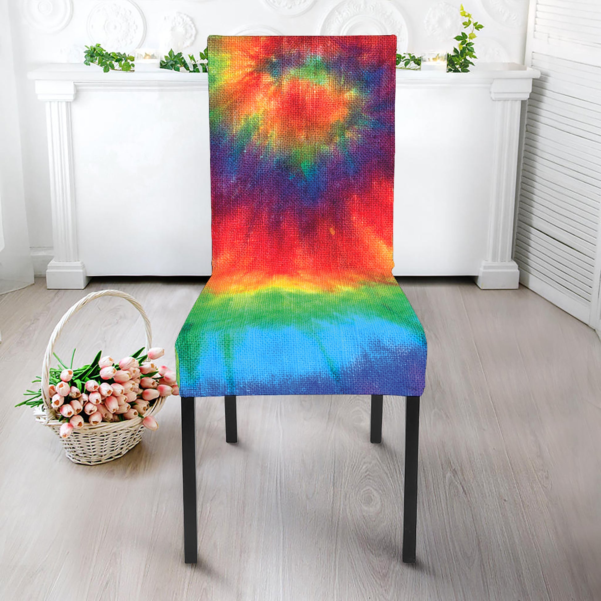 Spiral Tie Dye Print Dining Chair Slipcover