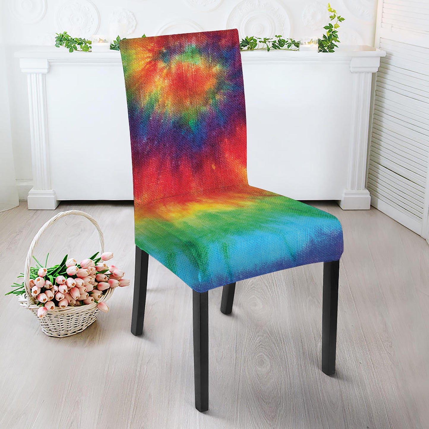 Spiral Tie Dye Print Dining Chair Slipcover