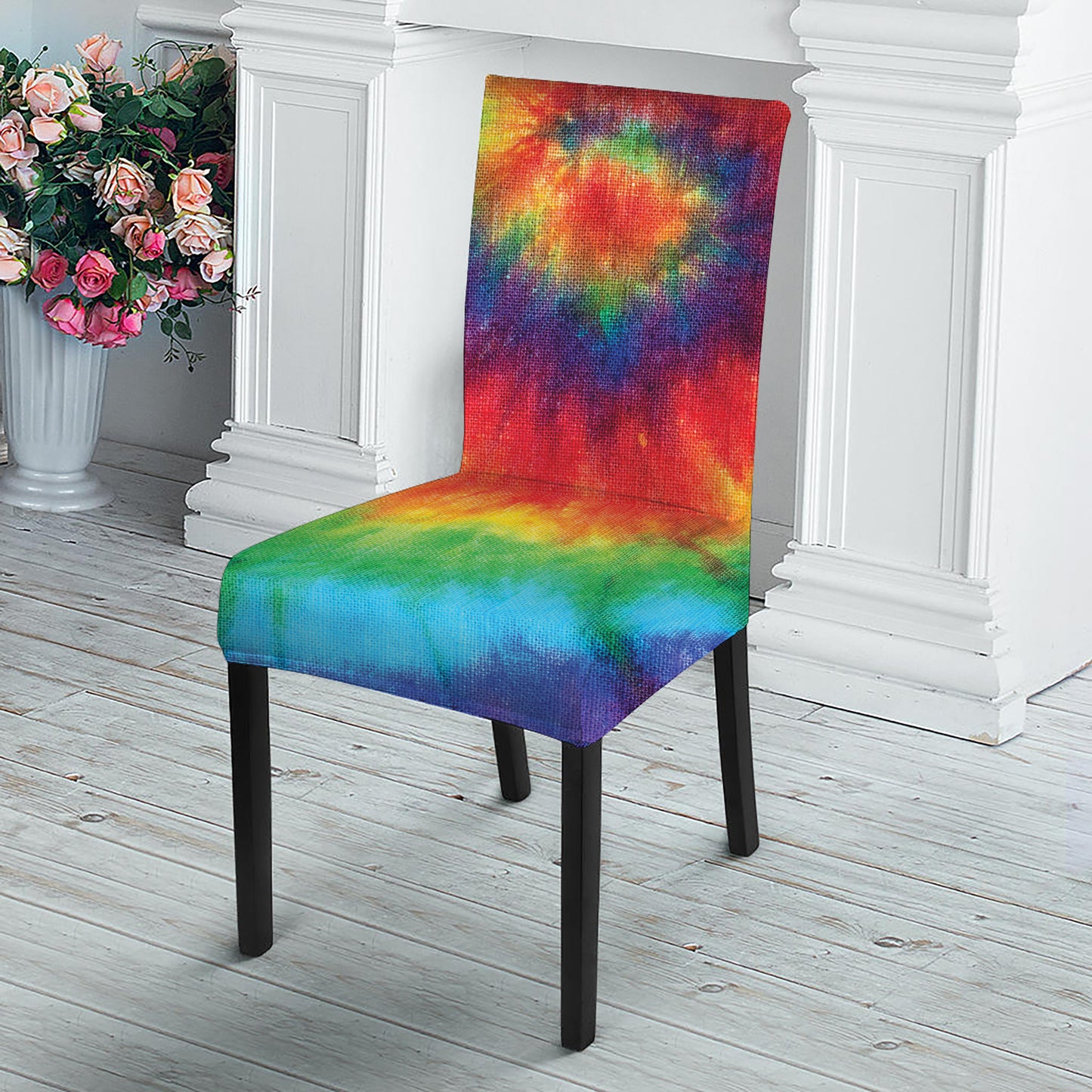 Spiral Tie Dye Print Dining Chair Slipcover