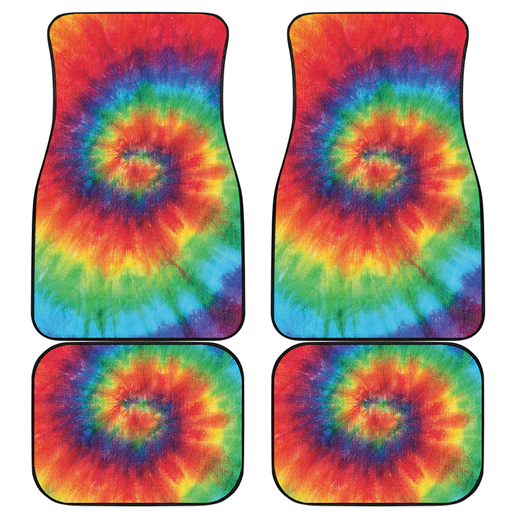 Spiral Tie Dye Print Front and Back Car Floor Mats