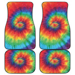 Spiral Tie Dye Print Front and Back Car Floor Mats