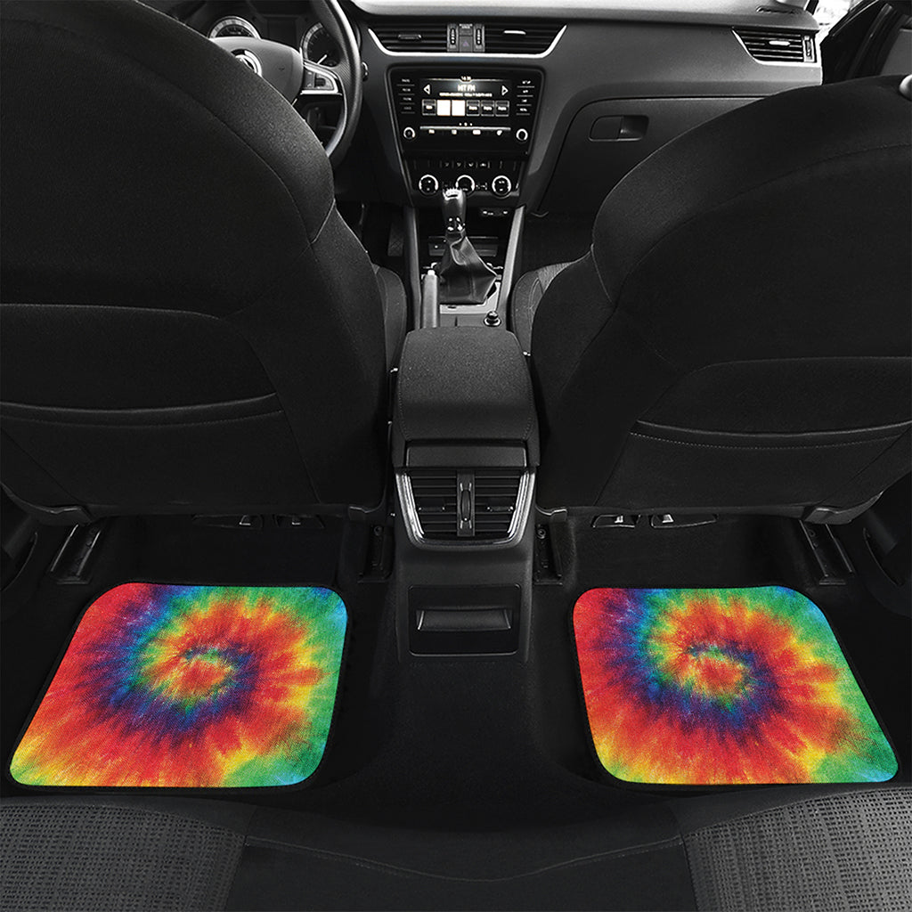 Spiral Tie Dye Print Front and Back Car Floor Mats