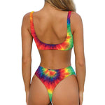 Spiral Tie Dye Print Front Bow Tie Bikini