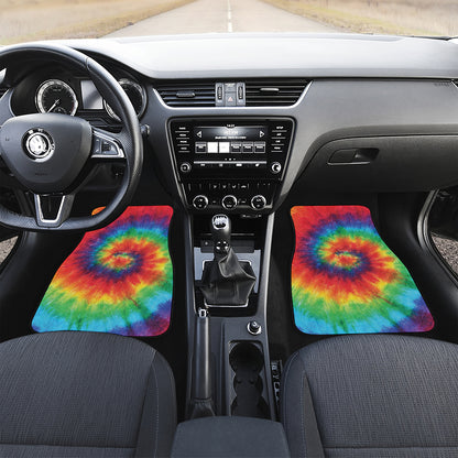 Spiral Tie Dye Print Front Car Floor Mats