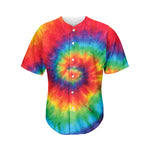 Spiral Tie Dye Print Men's Baseball Jersey