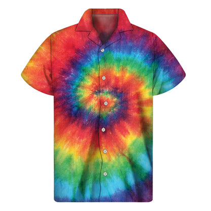 Spiral Tie Dye Print Men's Short Sleeve Shirt