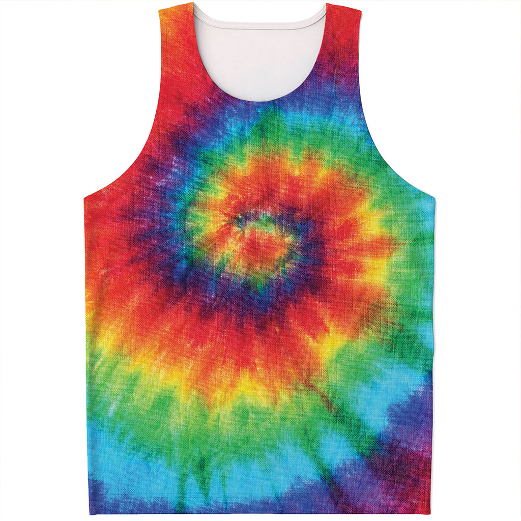 Spiral Tie Dye Print Men's Tank Top