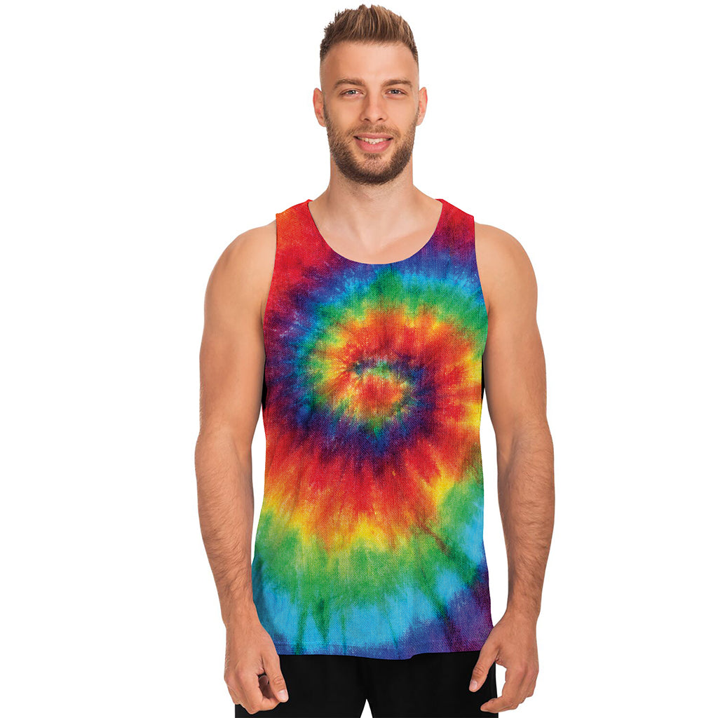 Spiral Tie Dye Print Men's Tank Top