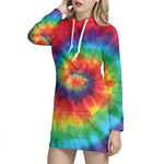 Spiral Tie Dye Print Pullover Hoodie Dress