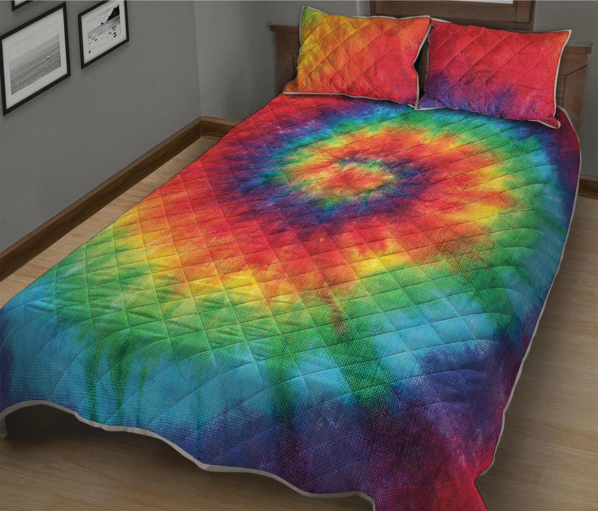 Spiral Tie Dye Print Quilt Bed Set