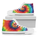 Spiral Tie Dye Print White High Top Shoes