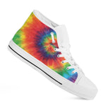 Spiral Tie Dye Print White High Top Shoes