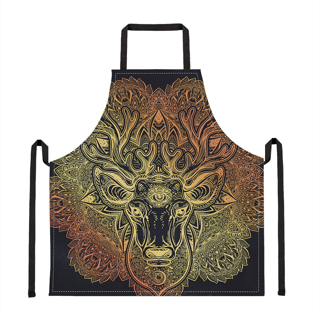 Spiritual Deer Mandala Print Apron