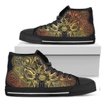 Spiritual Deer Mandala Print Black High Top Shoes