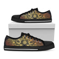 Spiritual Deer Mandala Print Black Low Top Sneakers