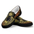 Spiritual Deer Mandala Print Black Slip On Sneakers