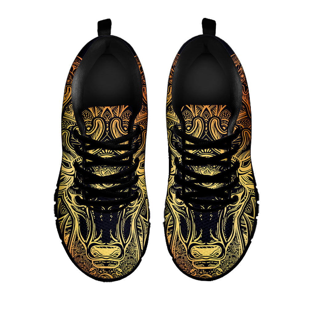 Spiritual Deer Mandala Print Black Sneakers