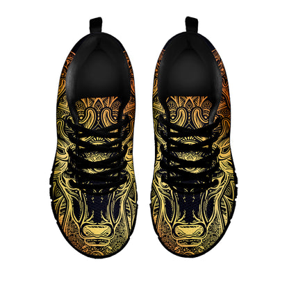 Spiritual Deer Mandala Print Black Sneakers