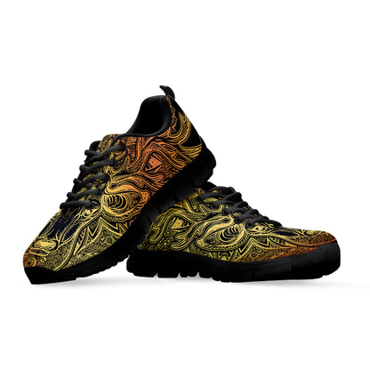 Spiritual Deer Mandala Print Black Sneakers