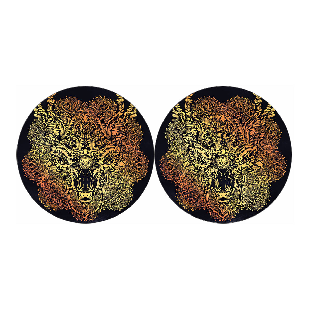 Spiritual Deer Mandala Print Car Coasters