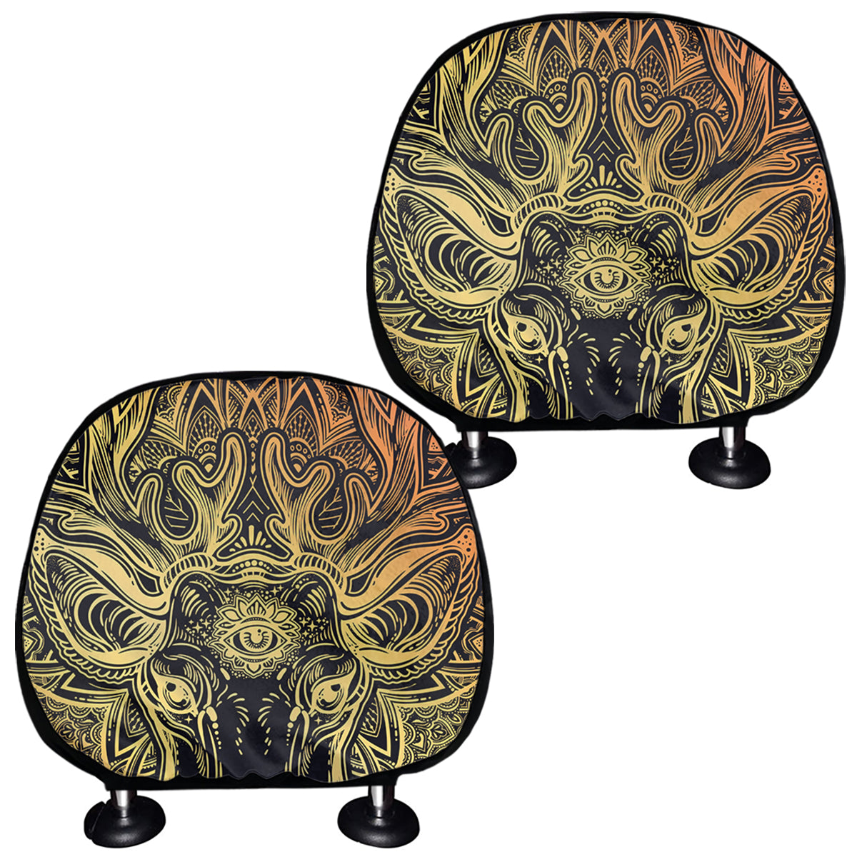 Spiritual Deer Mandala Print Car Headrest Covers
