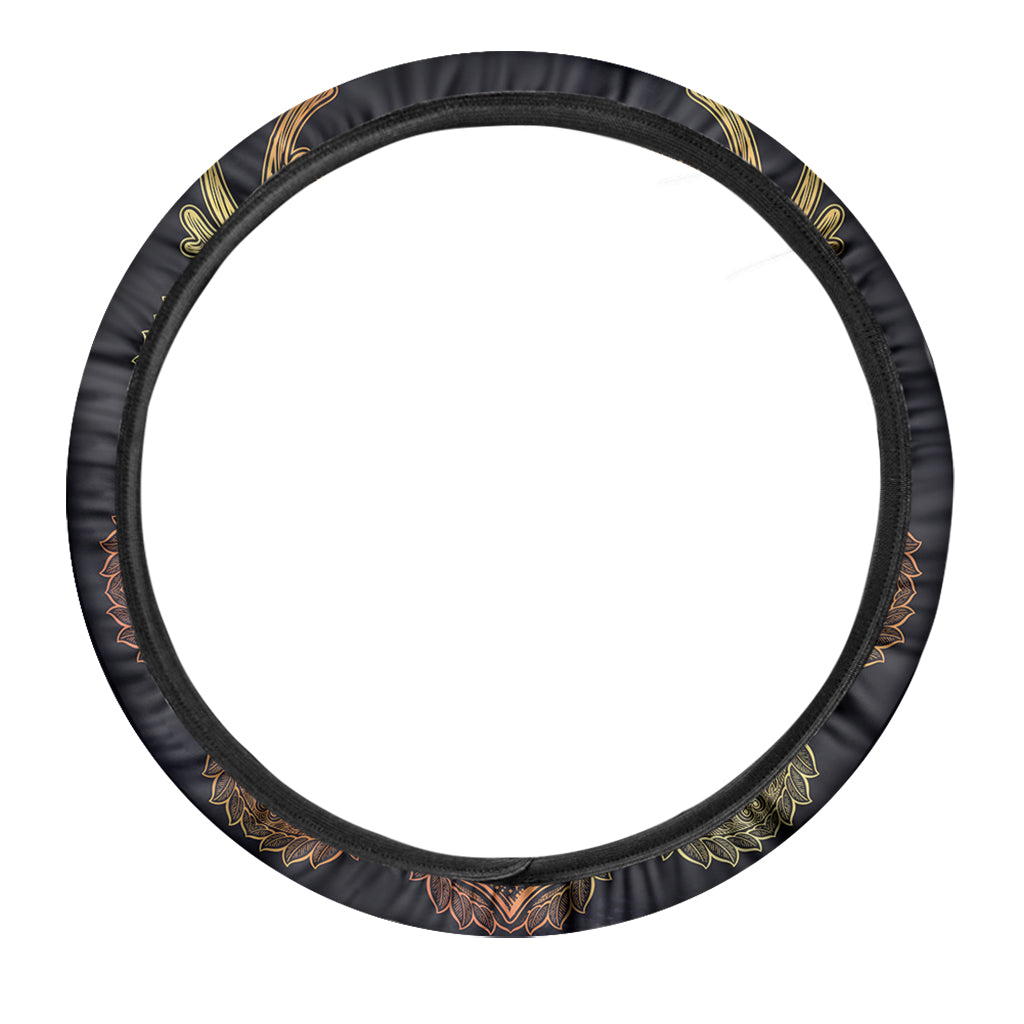 Spiritual Deer Mandala Print Car Steering Wheel Cover