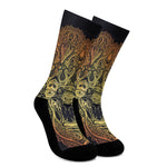 Spiritual Deer Mandala Print Crew Socks