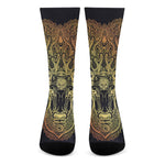 Spiritual Deer Mandala Print Crew Socks