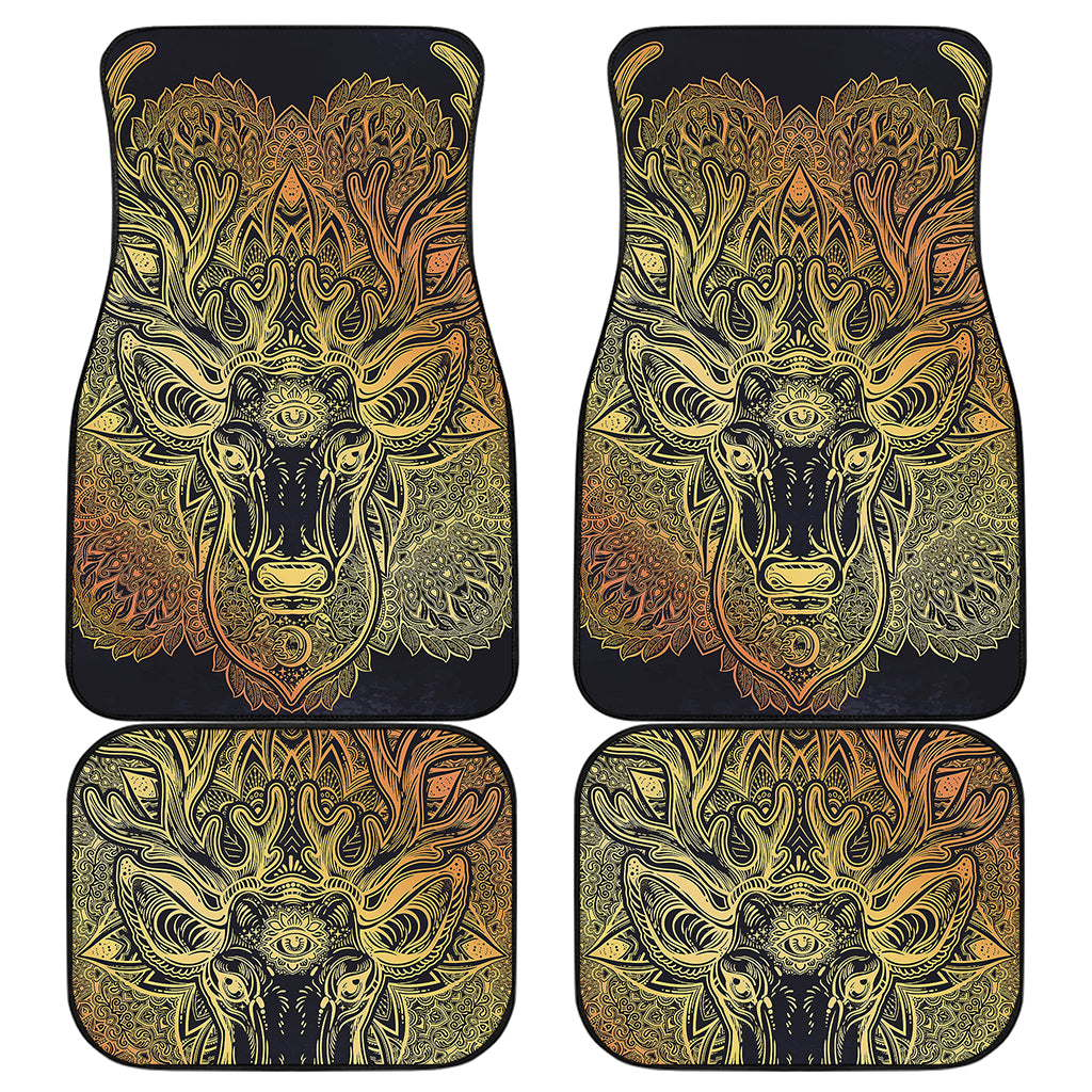 Spiritual Deer Mandala Print Front and Back Car Floor Mats