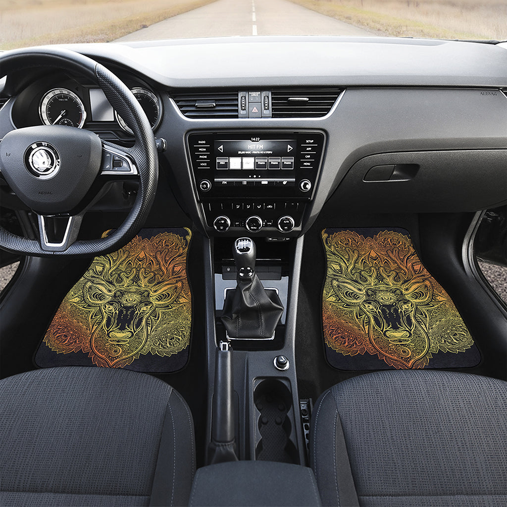 Spiritual Deer Mandala Print Front and Back Car Floor Mats