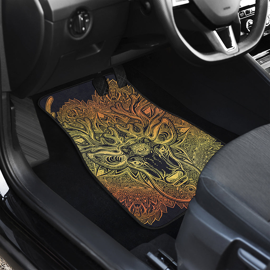 Spiritual Deer Mandala Print Front and Back Car Floor Mats