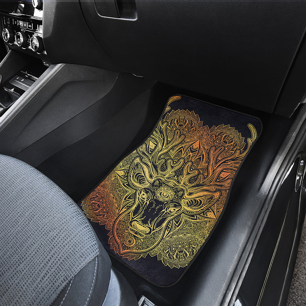 Spiritual Deer Mandala Print Front and Back Car Floor Mats