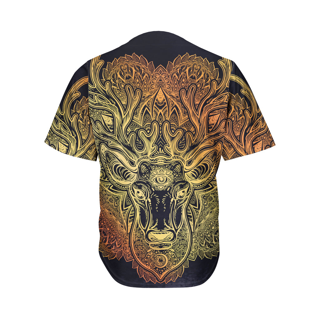 Spiritual Deer Mandala Print Men's Baseball Jersey