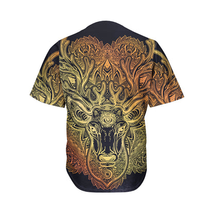 Spiritual Deer Mandala Print Men's Baseball Jersey