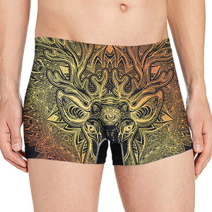 Spiritual Deer Mandala Print Men's Boxer Briefs