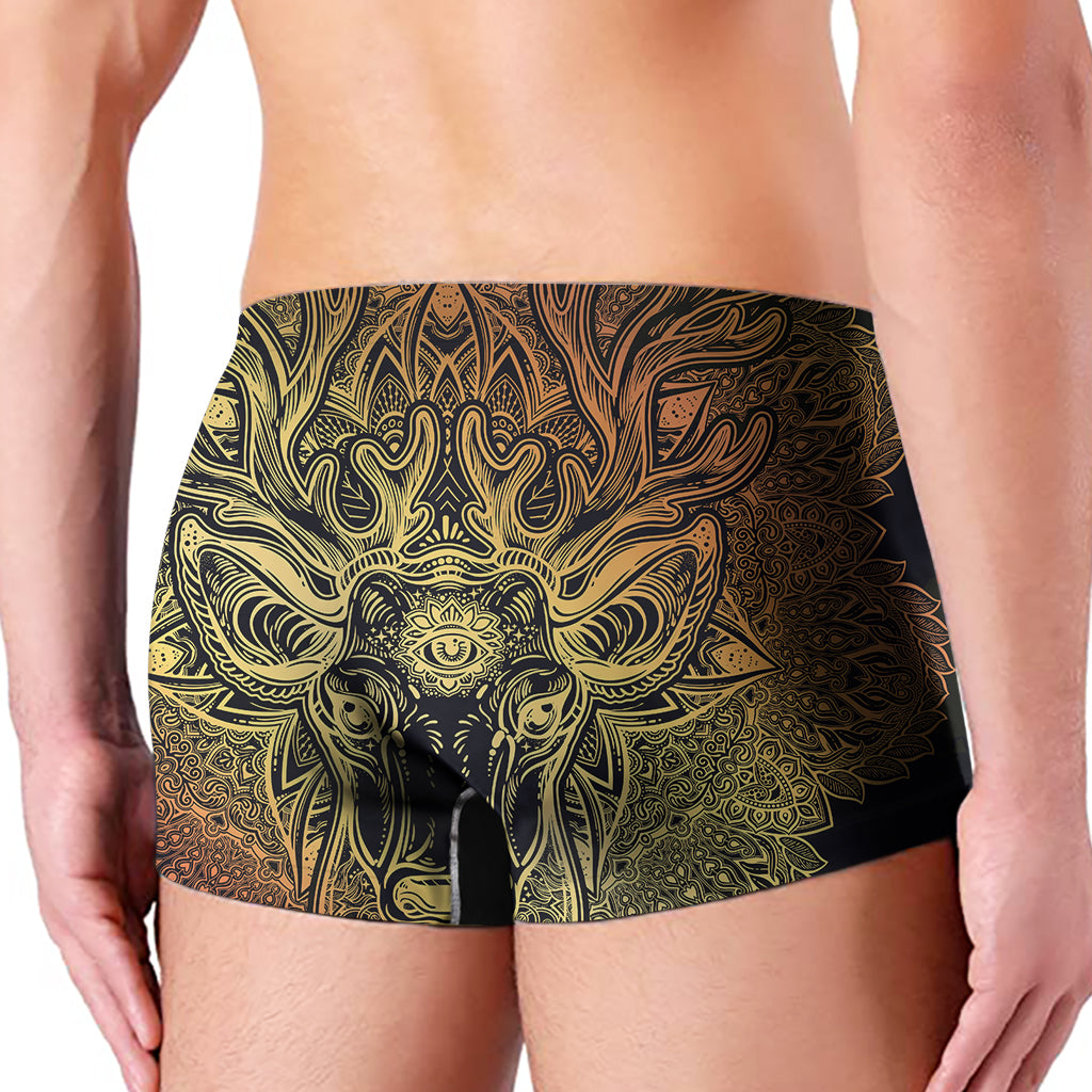 Spiritual Deer Mandala Print Men's Boxer Briefs