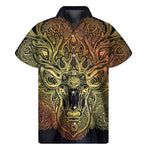 Spiritual Deer Mandala Print Men's Short Sleeve Shirt