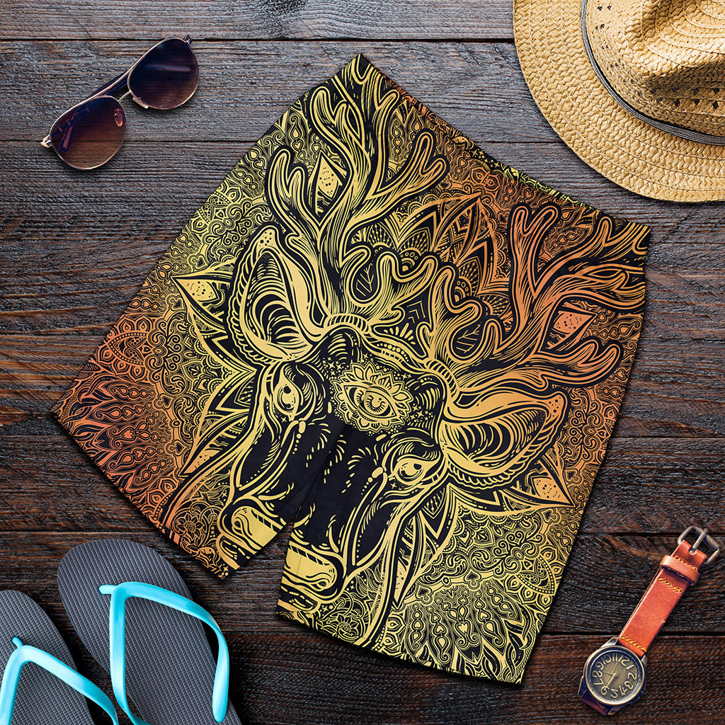 Spiritual Deer Mandala Print Men's Shorts