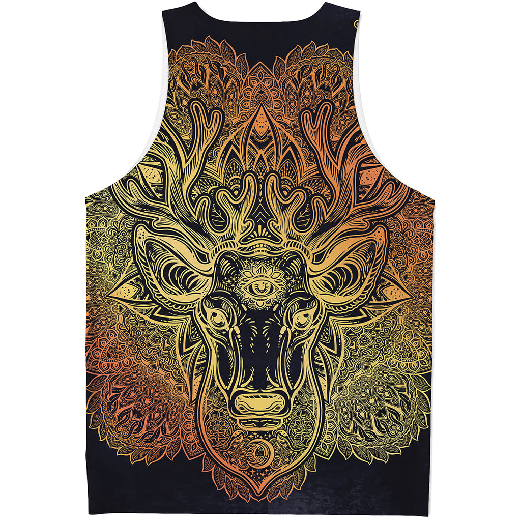 Spiritual Deer Mandala Print Men's Tank Top