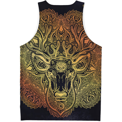 Spiritual Deer Mandala Print Men's Tank Top