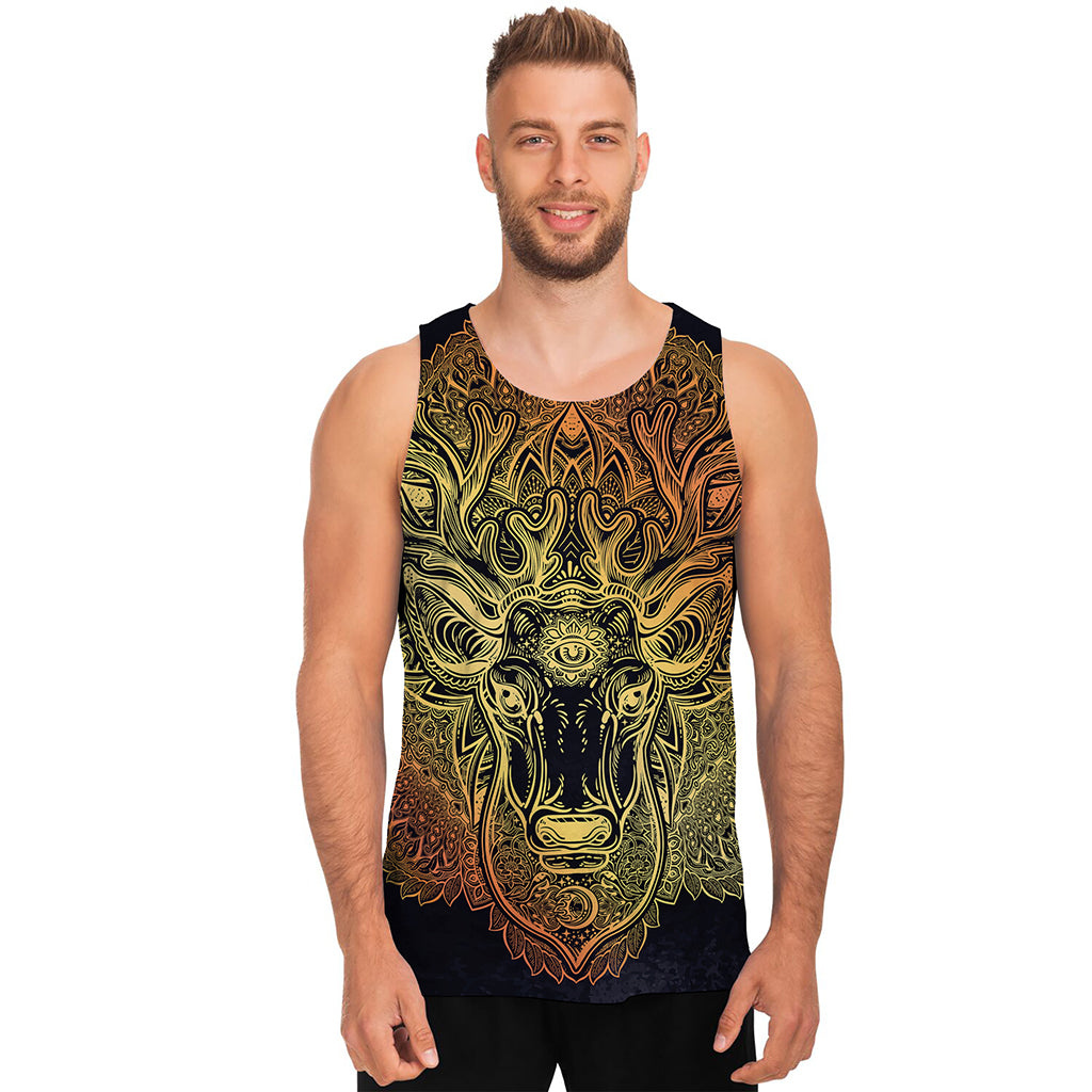 Spiritual Deer Mandala Print Men's Tank Top