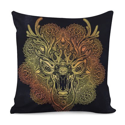 Spiritual Deer Mandala Print Pillow Cover