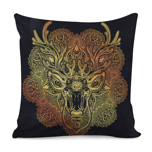 Spiritual Deer Mandala Print Pillow Cover