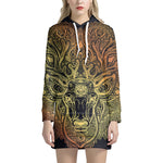 Spiritual Deer Mandala Print Pullover Hoodie Dress